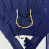 Charming Dark Blue Anarkali Gown