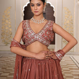 Brown Premium Georgette Lehenga