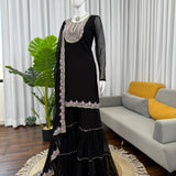 Elegant Black Georgette Suit Set