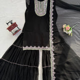 Elegant Black Georgette Suit Set