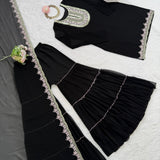 Elegant Black Georgette Suit Set