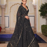 Black Wedding Foil Work Lehenga
