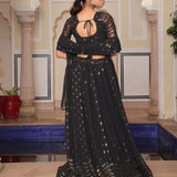 Black Wedding Foil Work Lehenga