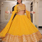 Yellow Wedding Embroidered Lehenga