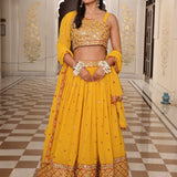Yellow Wedding Embroidered Lehenga