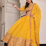 Yellow Wedding Embroidered Lehenga