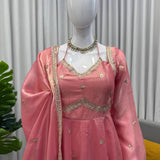 Craftred Peach Silk Anarkali Gown