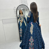 Festive Peacock Embroidered Crop Top