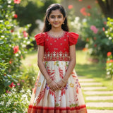 Pretty Printed Silk Kids Gown