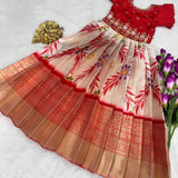 Pretty Printed Silk Kids Gown