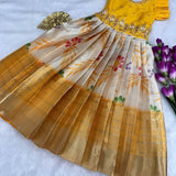 Pretty Printed Silk Kids Gown