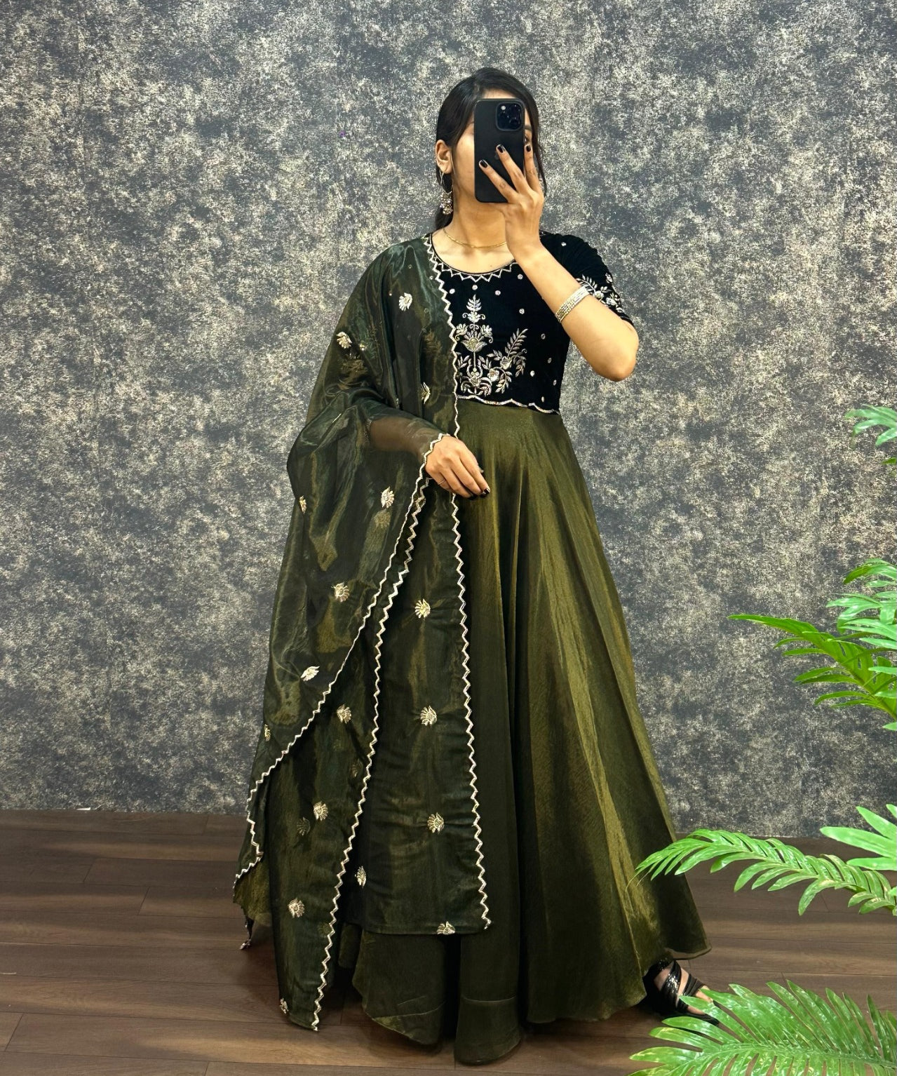 Traditional Tissue Anarkali Gown