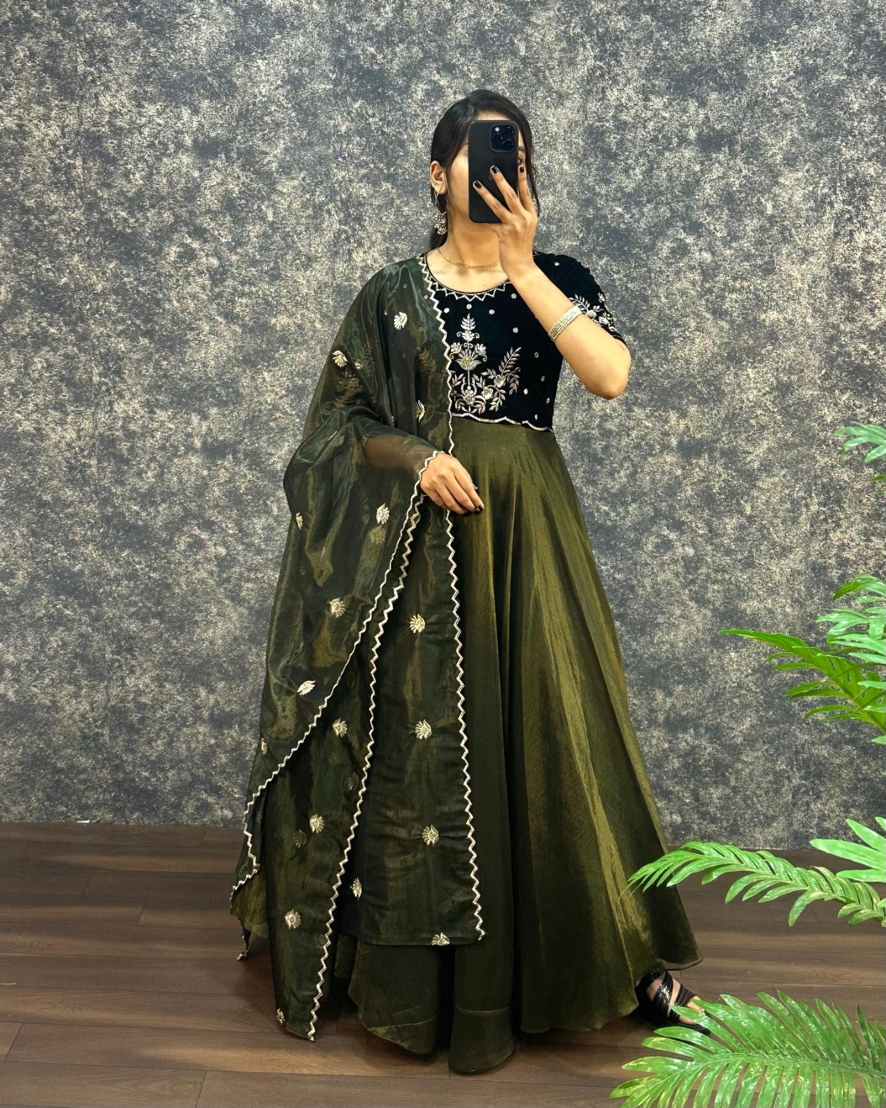 Traditional Tissue Anarkali Gown