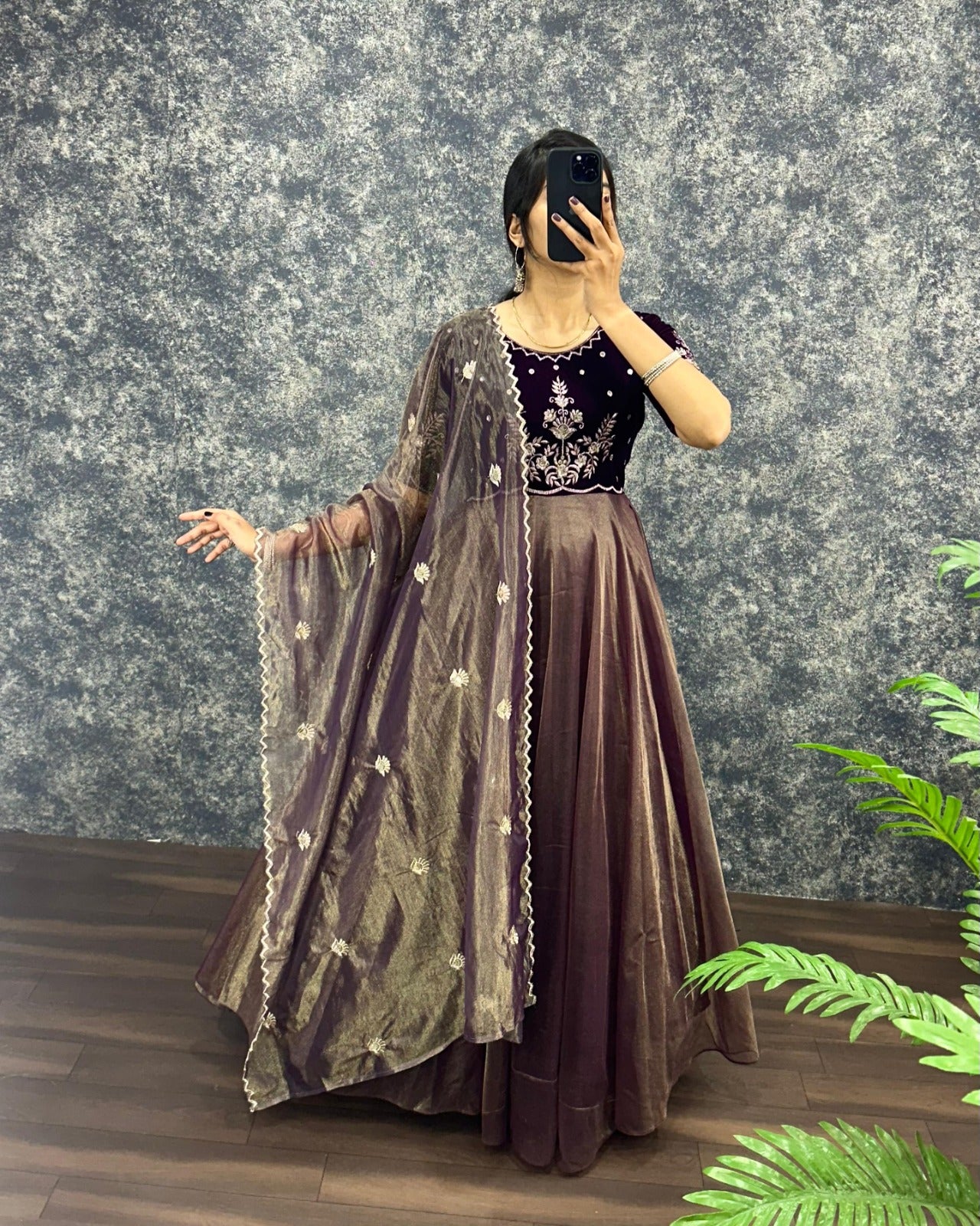 Traditional Tissue Anarkali Gown