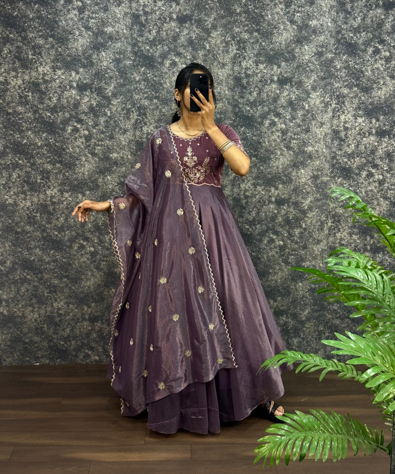 Traditional Tissue Anarkali Gown