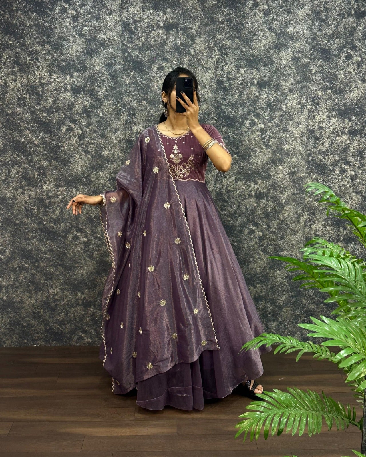 Traditional Tissue Anarkali Gown