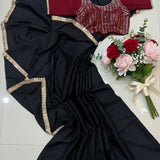 Elegant Black Star Georgette Saree