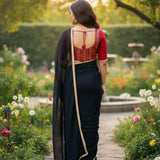 Elegant Black Star Georgette Saree
