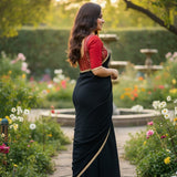 Elegant Black Star Georgette Saree