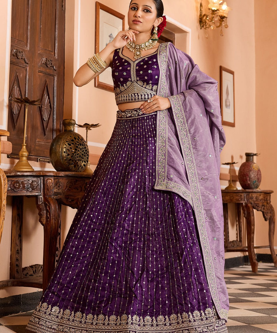Elegnace Tissue Silk Wedding Lehenga