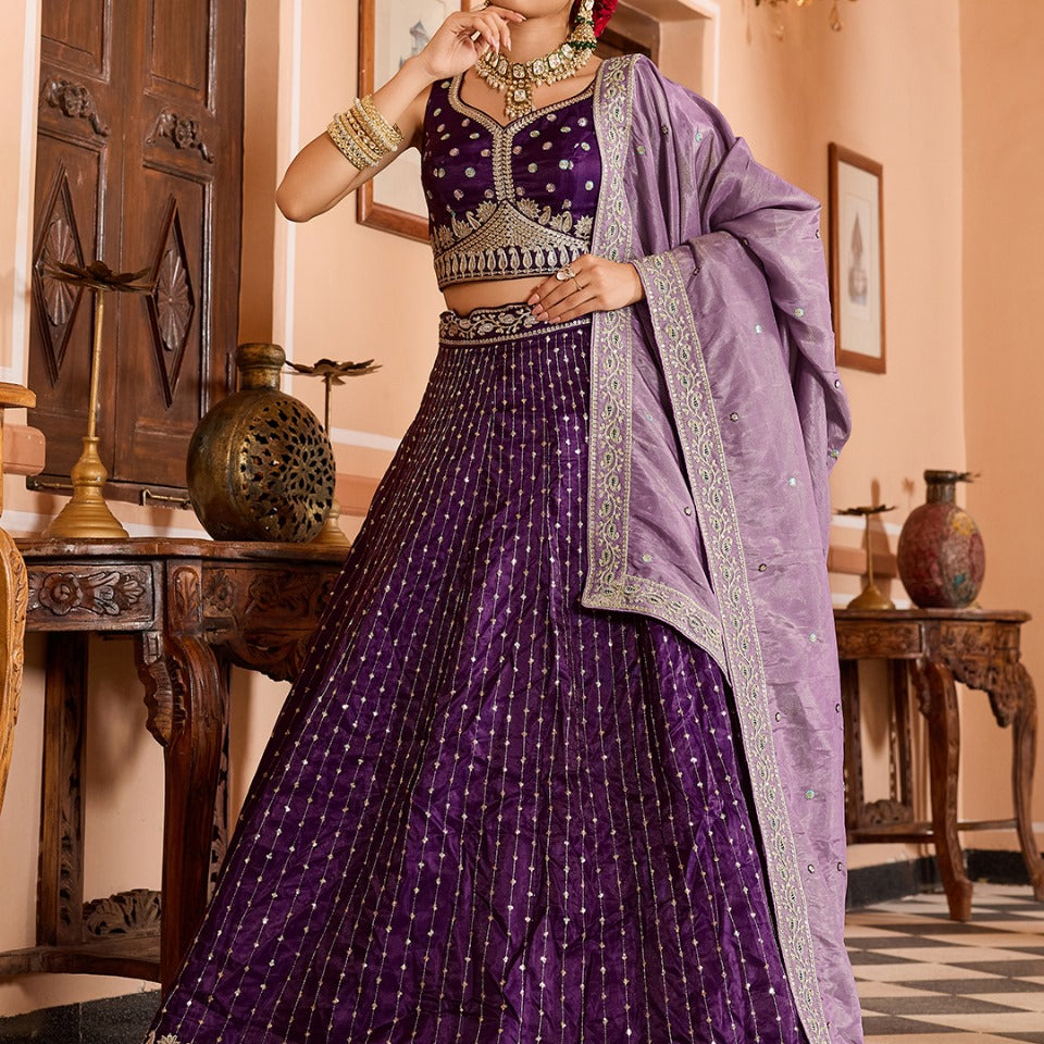 Elegnace Tissue Silk Wedding Lehenga