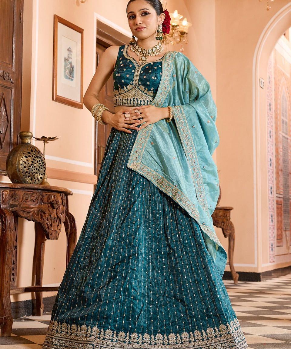 Elegnace Tissue Silk Wedding Lehenga