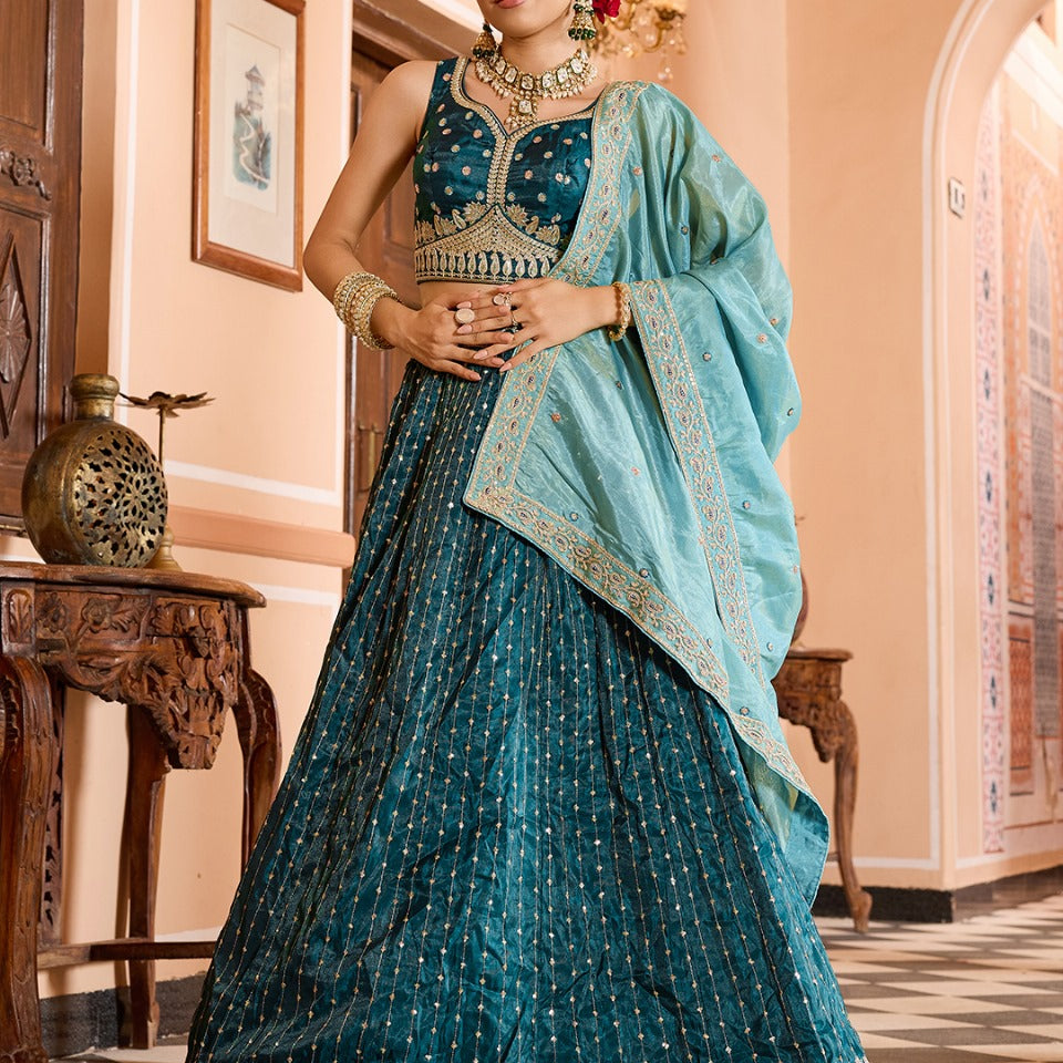 Elegnace Tissue Silk Wedding Lehenga