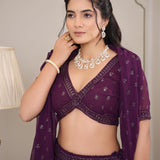 Wine Designer Georgette Lehenga