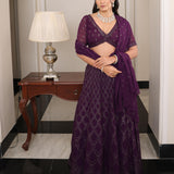 Wine Designer Georgette Lehenga