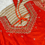 Orange Viscose Silk Half Half Saree