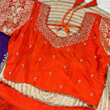 Orange Viscose Silk Half Half Saree