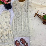Creamy Premium Embroidered Suit