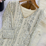 Creamy Premium Embroidered Suit