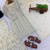 Creamy Premium Embroidered Suit
