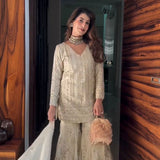 Creamy Premium Embroidered Suit