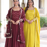Designer Vichitra Silk Anarkali Gown