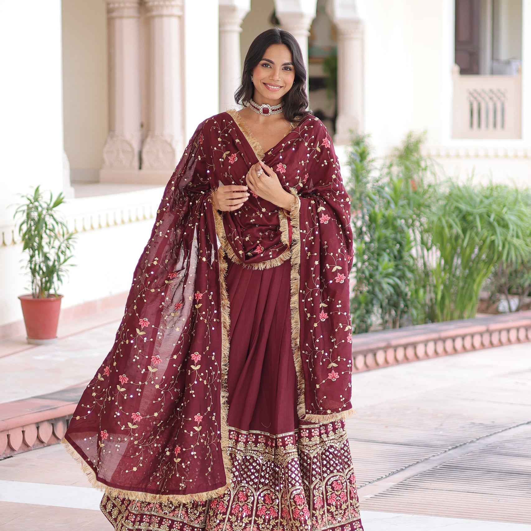 Wedding Vichitra Silk Lehenga