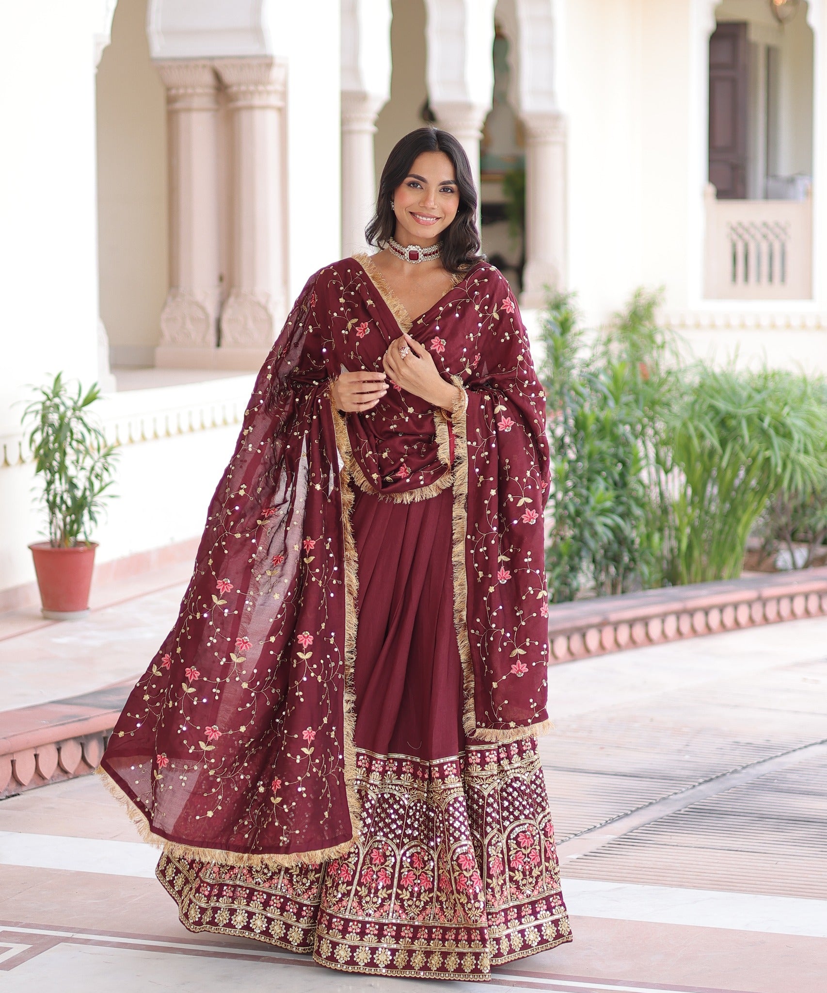Wedding Vichitra Silk Lehenga