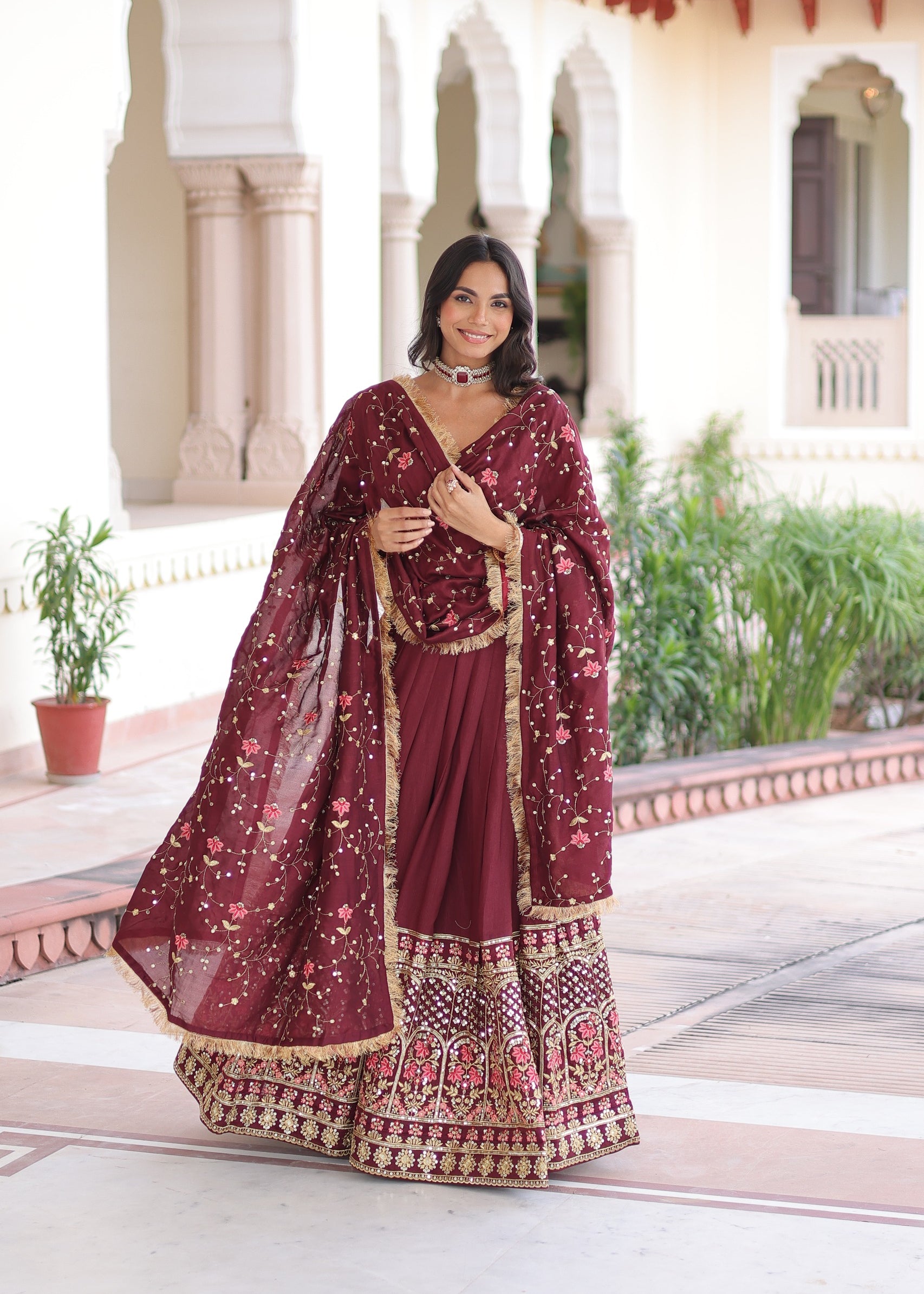 Wedding Vichitra Silk Lehenga