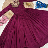 Maroon Designer Silk Anarkali Gown