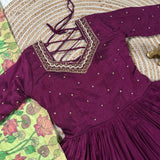 Maroon Designer Silk Anarkali Gown