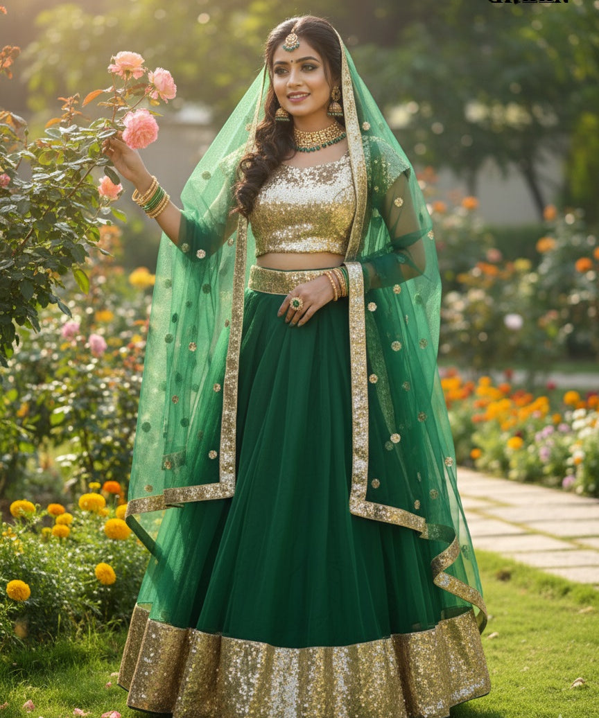 Wedding Net Sequence Work Lehenga