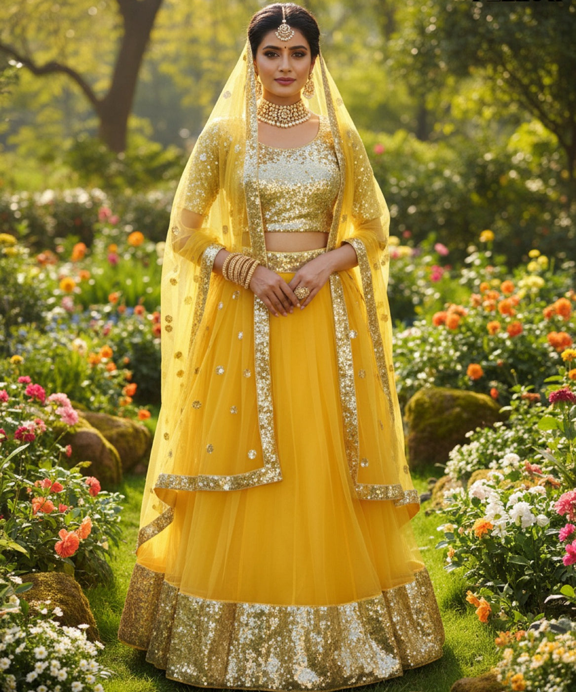 Wedding Net Sequence Work Lehenga