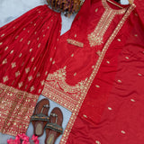 Premium Red Silk Top Plazzo