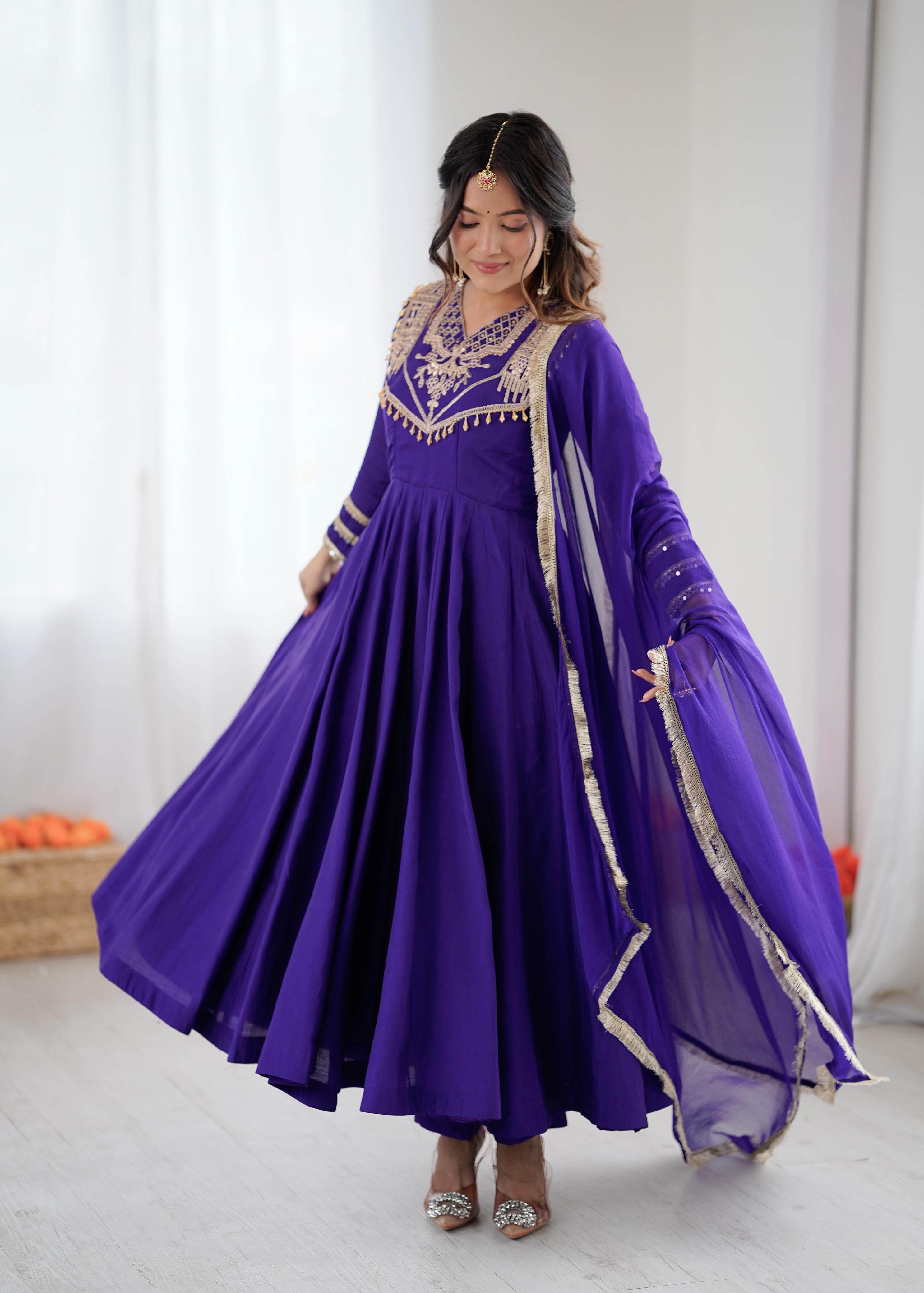 Festive Roman Silk Anarkali Gown