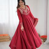 Festive Roman Silk Anarkali Gown