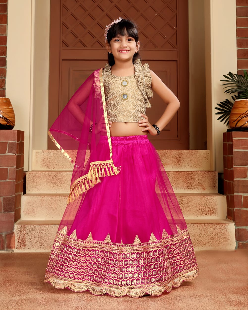 Attractive Kids Net Lehenga Choli