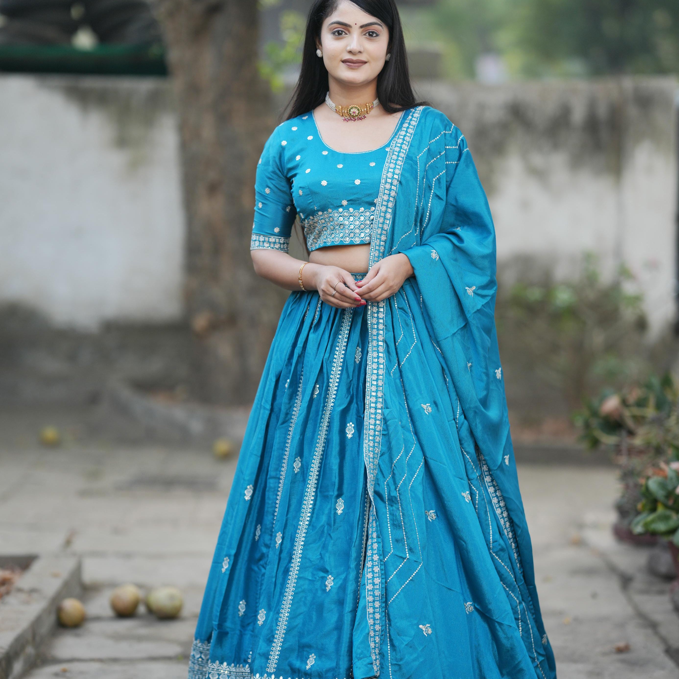 Elegance Chinon Embroidered Lehenga