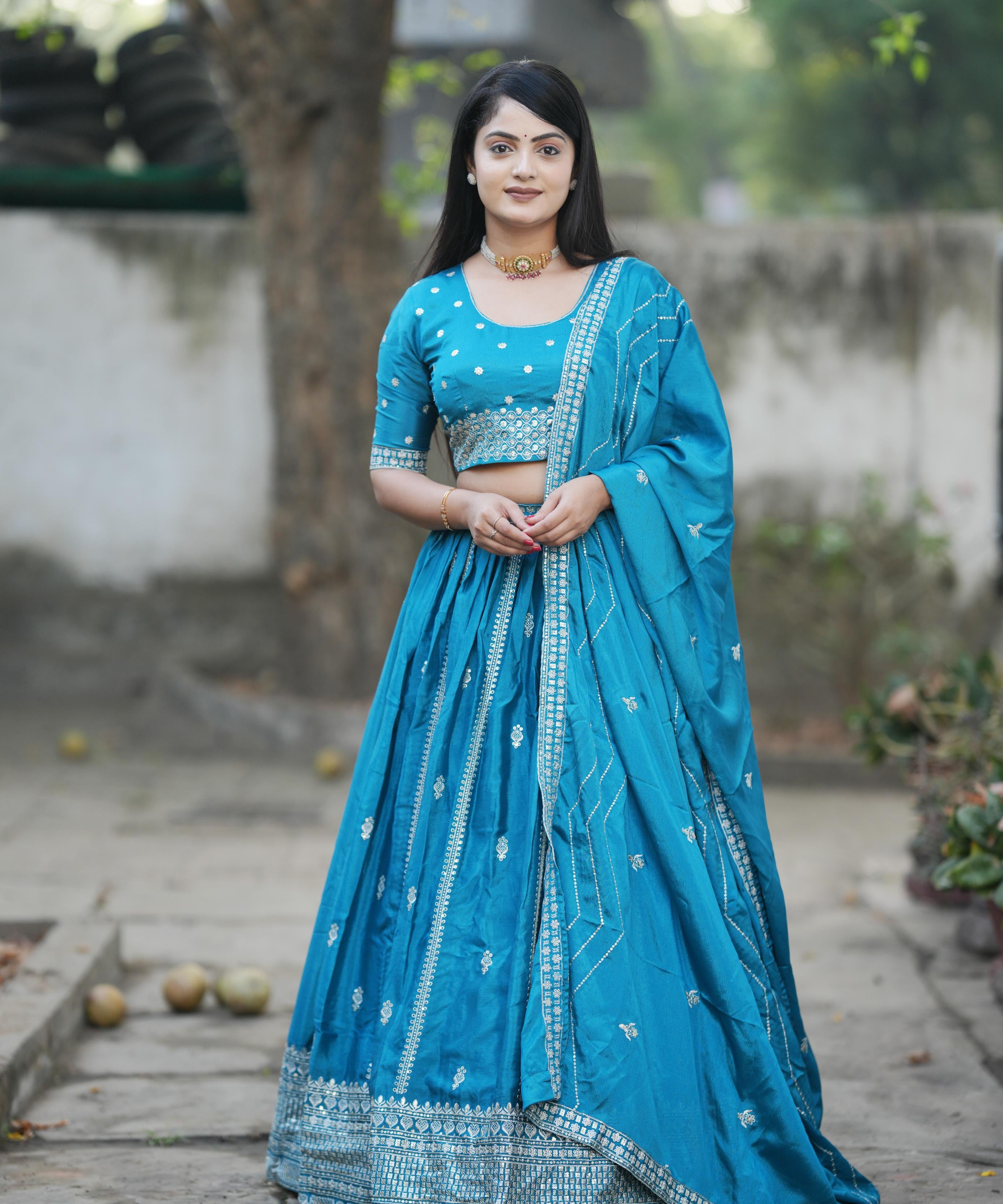 Elegance Chinon Embroidered Lehenga