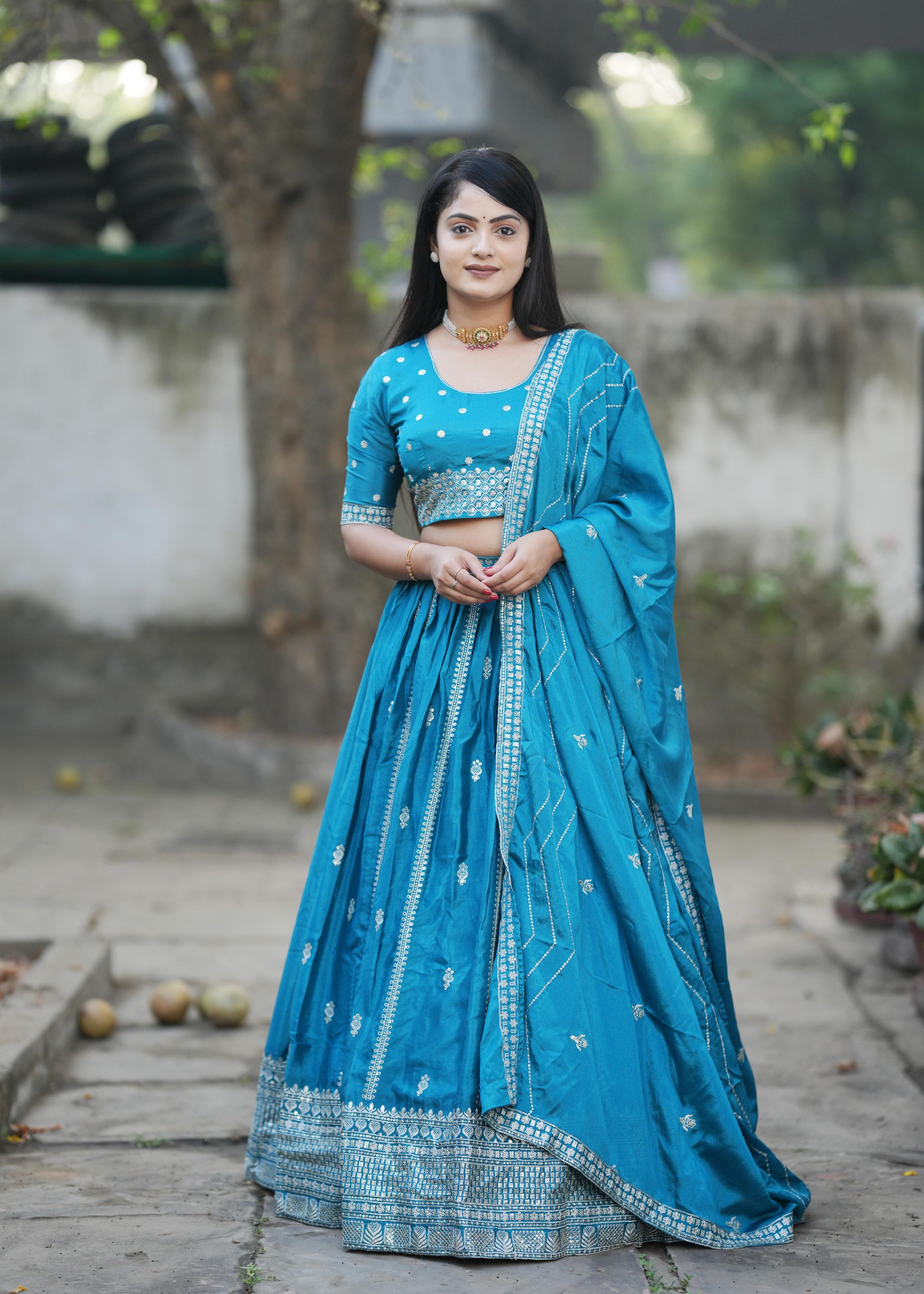 Elegance Chinon Embroidered Lehenga